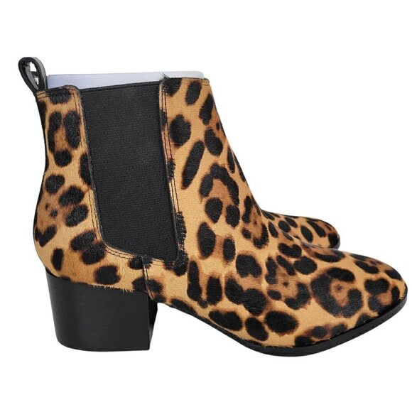 Leopard Animal Print Leather Chelsea Ankle Boots Booties Women | Size 6 - Picture 2 of 16